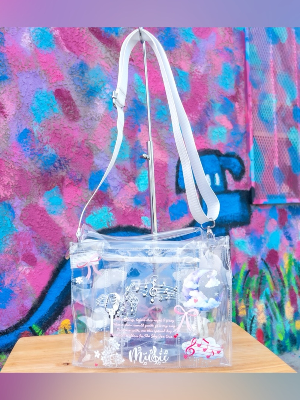 ‘GEMSTONE RIBBON’ Clear Medium Tote Bag 10” - Picture 5 of 8